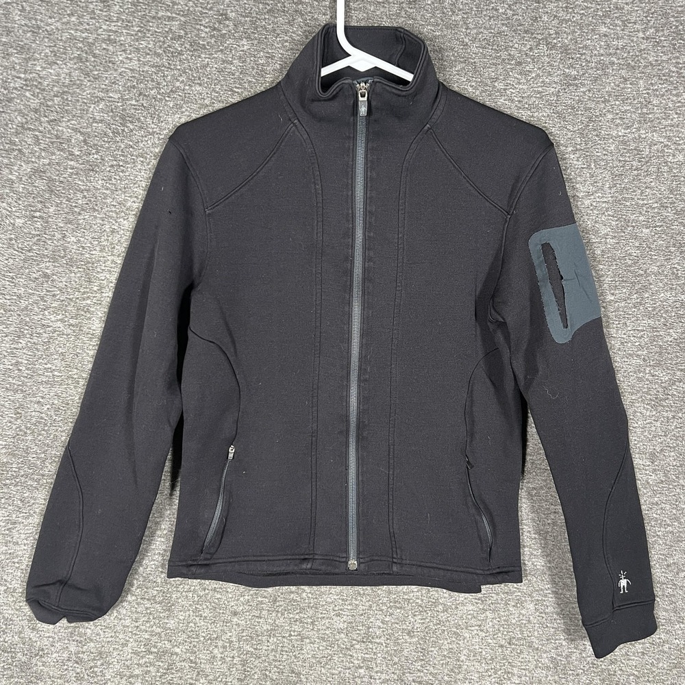 Smartwool‎ Jacket Womens Medium Black Full Zip Softshell Thumbholes Outdoor